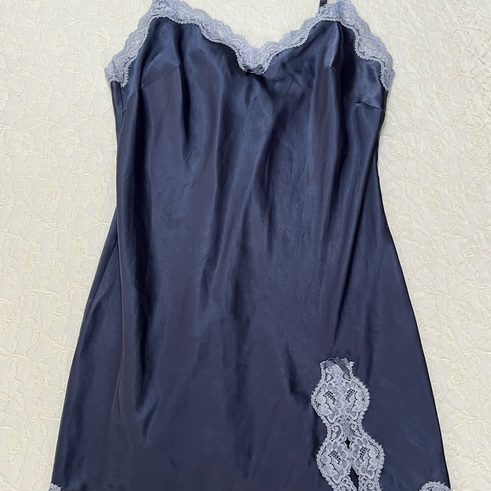Victoria's Secret Black and Gray Lace Chemise